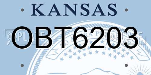 OBT6203 Kansas License Plate