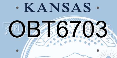 OBT6703 Kansas License Plate