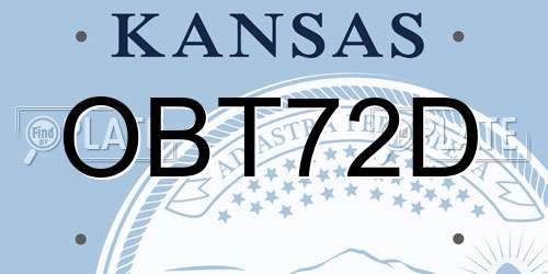 OBT72D Kansas License Plate