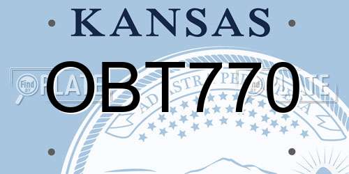 OBT770 Kansas License Plate