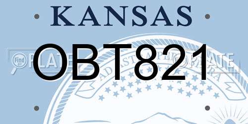 OBT821 Kansas License Plate