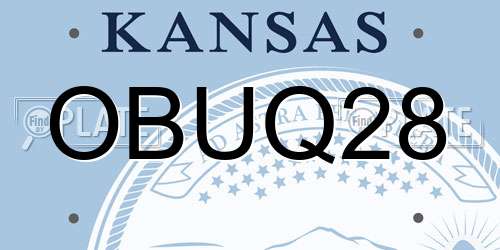OBUQ28 Kansas License Plate