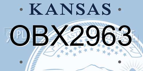 OBX2963 Kansas License Plate