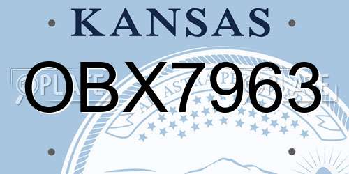 OBX7963 Kansas License Plate
