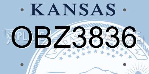 OBZ3836 Kansas License Plate