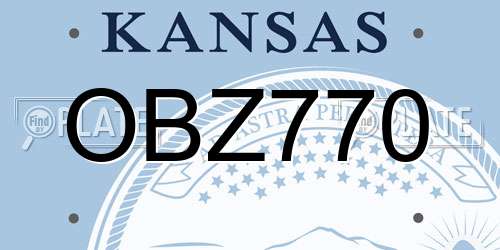 OBZ770 Kansas License Plate