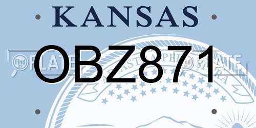 OBZ871 Kansas License Plate