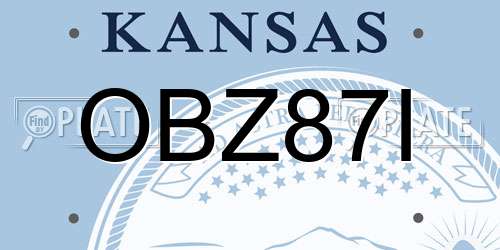 OBZ87I Kansas License Plate