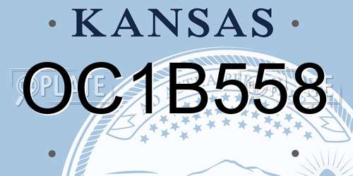 OC1B558 Kansas License Plate
