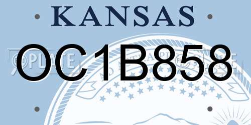 OC1B858 Kansas License Plate