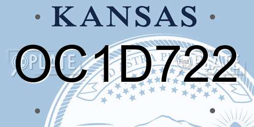 OC1D722 Kansas License Plate