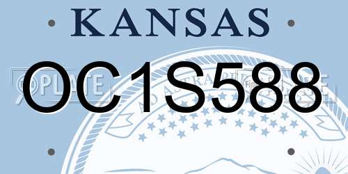 OC1S588 Kansas License Plate