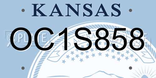OC1S858 Kansas License Plate
