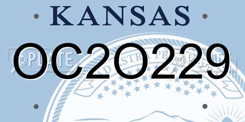 OC2O229 Kansas License Plate