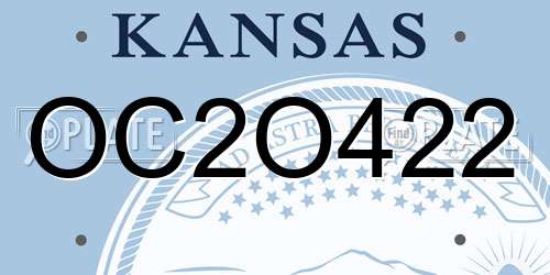 OC2O422 Kansas License Plate