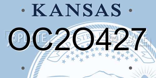 OC2O427 Kansas License Plate