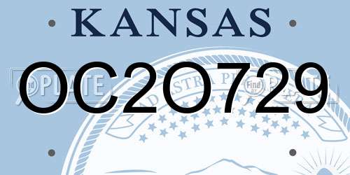 OC2O729 Kansas License Plate