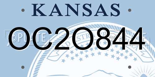 OC2O844 Kansas License Plate