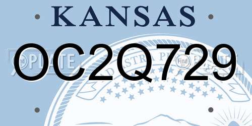 OC2Q729 Kansas License Plate