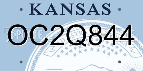 OC2Q844 Kansas License Plate