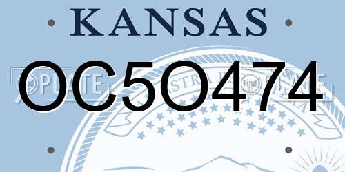 OC5O474 Kansas License Plate