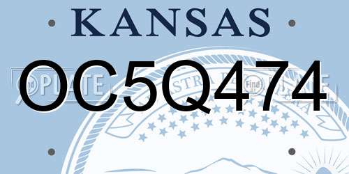 OC5Q474 Kansas License Plate