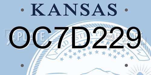 OC7D229 Kansas License Plate