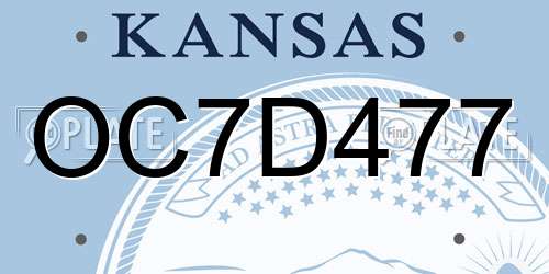OC7D477 Kansas License Plate
