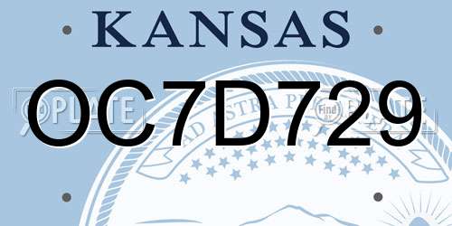 OC7D729 Kansas License Plate