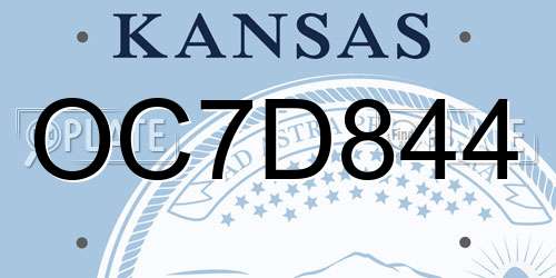 OC7D844 Kansas License Plate