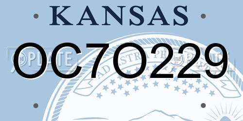 OC7O229 Kansas License Plate