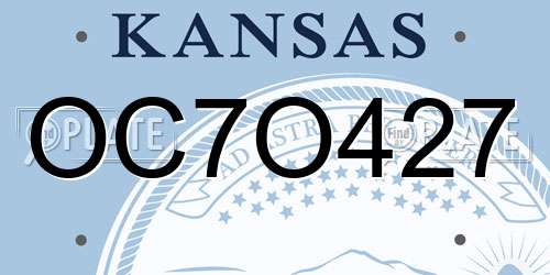 OC7O427 Kansas License Plate