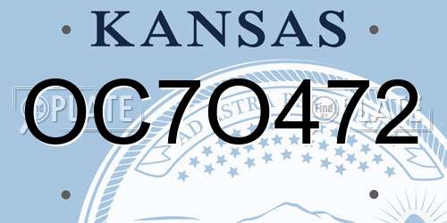 OC7O472 Kansas License Plate