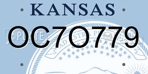 OC7O779 Kansas License Plate