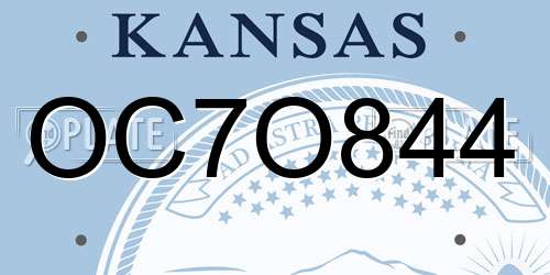OC7O844 Kansas License Plate