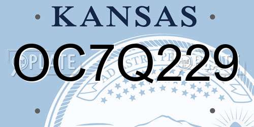 OC7Q229 Kansas License Plate