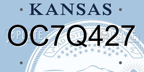 OC7Q427 Kansas License Plate