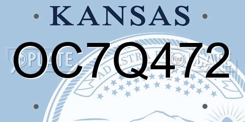 OC7Q472 Kansas License Plate