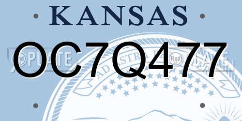 OC7Q477 Kansas License Plate
