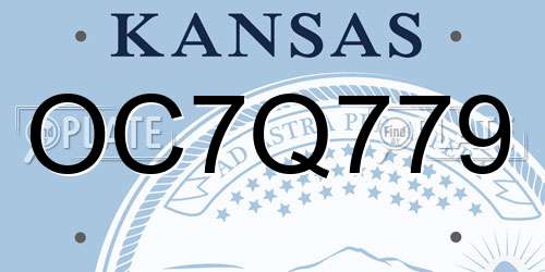 OC7Q779 Kansas License Plate