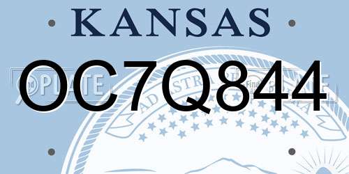 OC7Q844 Kansas License Plate