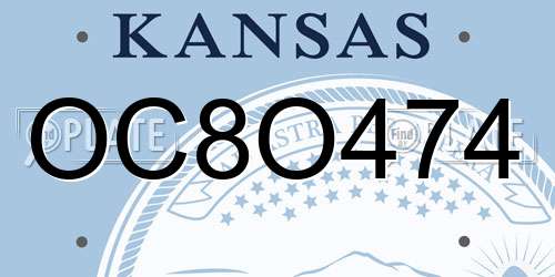 OC8O474 Kansas License Plate