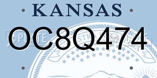OC8Q474 Kansas License Plate