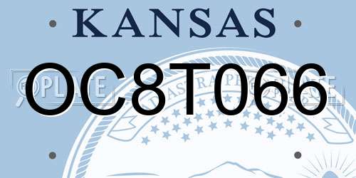 OC8T066 Kansas License Plate