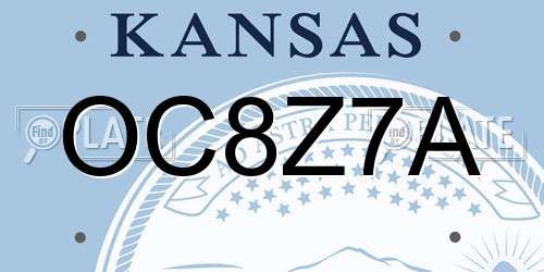 OC8Z7A Kansas License Plate