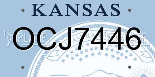 OCJ7446 Kansas License Plate