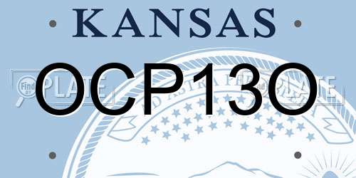 OCP13O Kansas License Plate