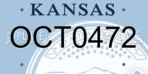 OCT0472 Kansas License Plate