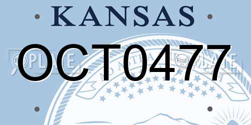 OCT0477 Kansas License Plate