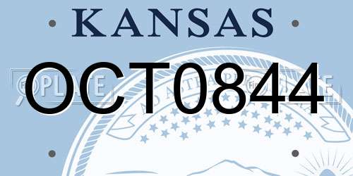 OCT0844 Kansas License Plate
